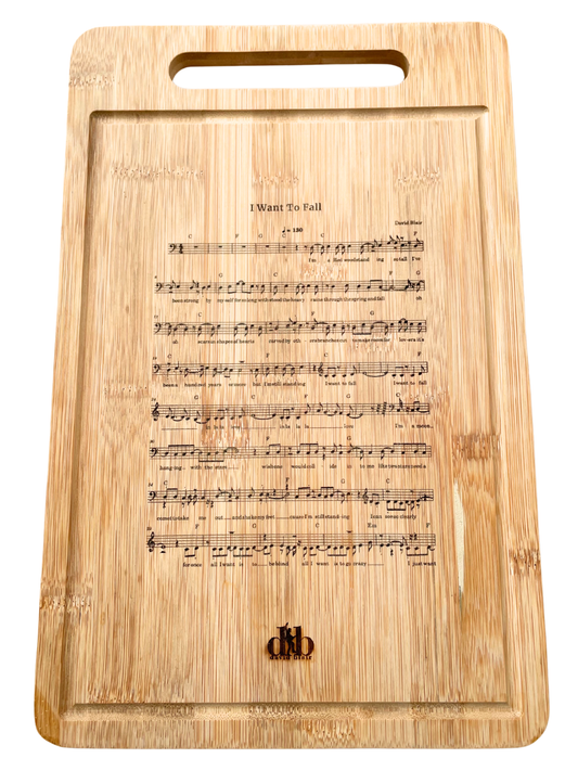 'I Want To Fall' Sheet Music Wood Cutting Board 34x22cm