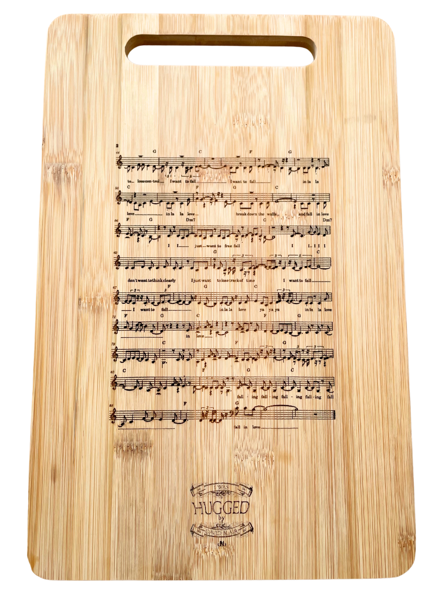 'I Want To Fall' Sheet Music Wood Cutting Board 34x22cm
