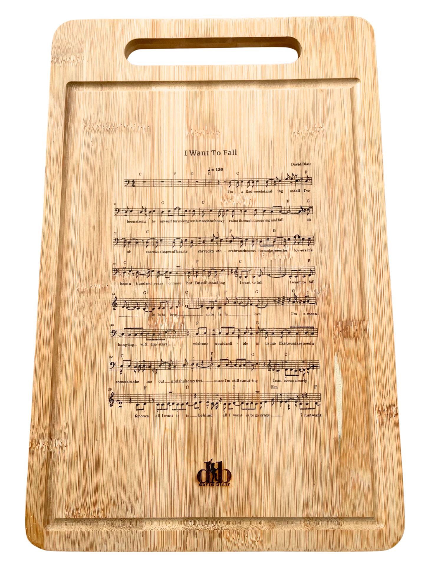 'I Want To Fall' Sheet Music Wood Cutting Board 34x22cm